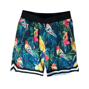 Tropical Parrot Print  Zipper Pockets Casual Shorts By American Stitch Sz Medium